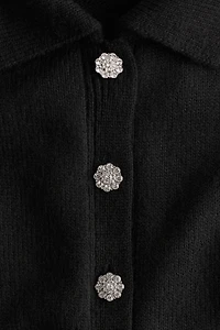 Short-sleeved collared cardigan