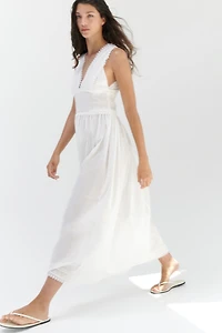 Picot-Trimmed Cotton Dress