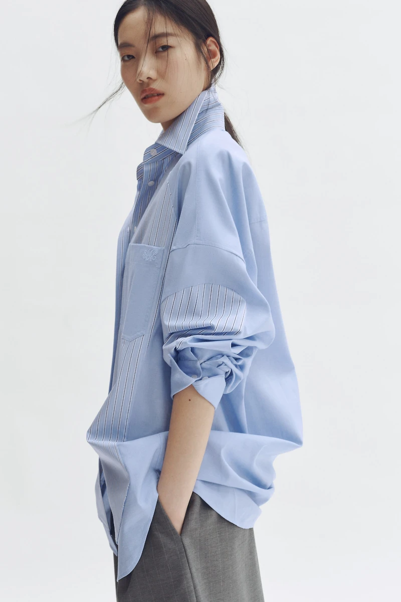 Chemise ample à panneaux en popeline