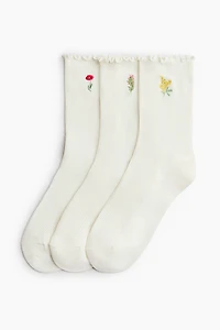 3-Pack Socks with Overlocked Trim