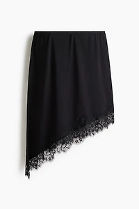 Asymmetric Lace-Trimmed Skirt