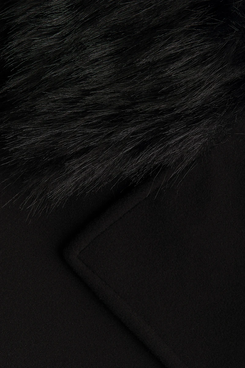 Pea Coat with Fluffy Collar