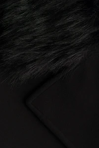 Pea Coat with Fluffy Collar