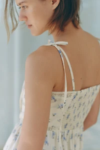 Cotton Dress with Tie-Top Shoulder Straps