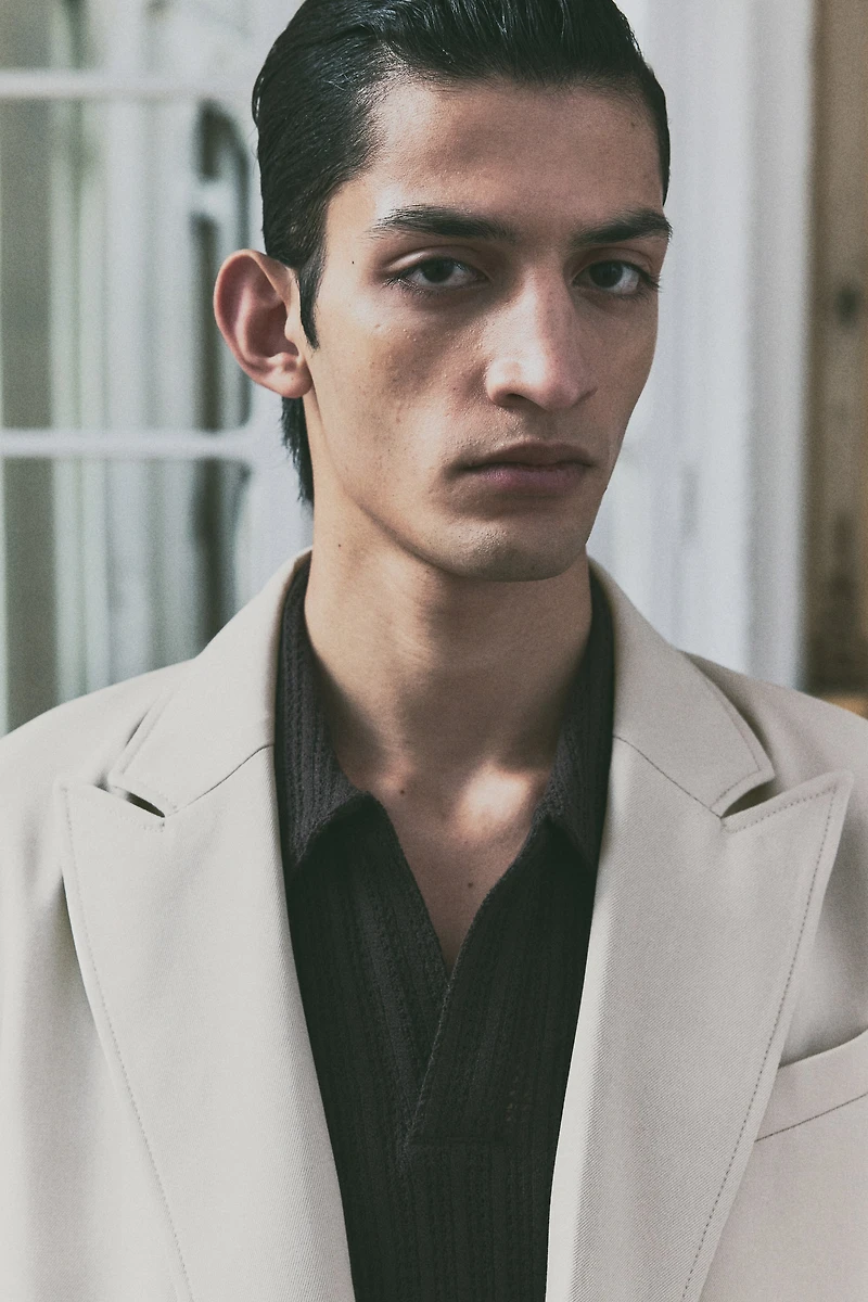 Manteau croisé coupe décontractée en sergé