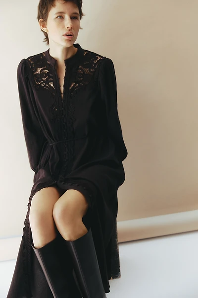Lace-Detail Cotton Dress