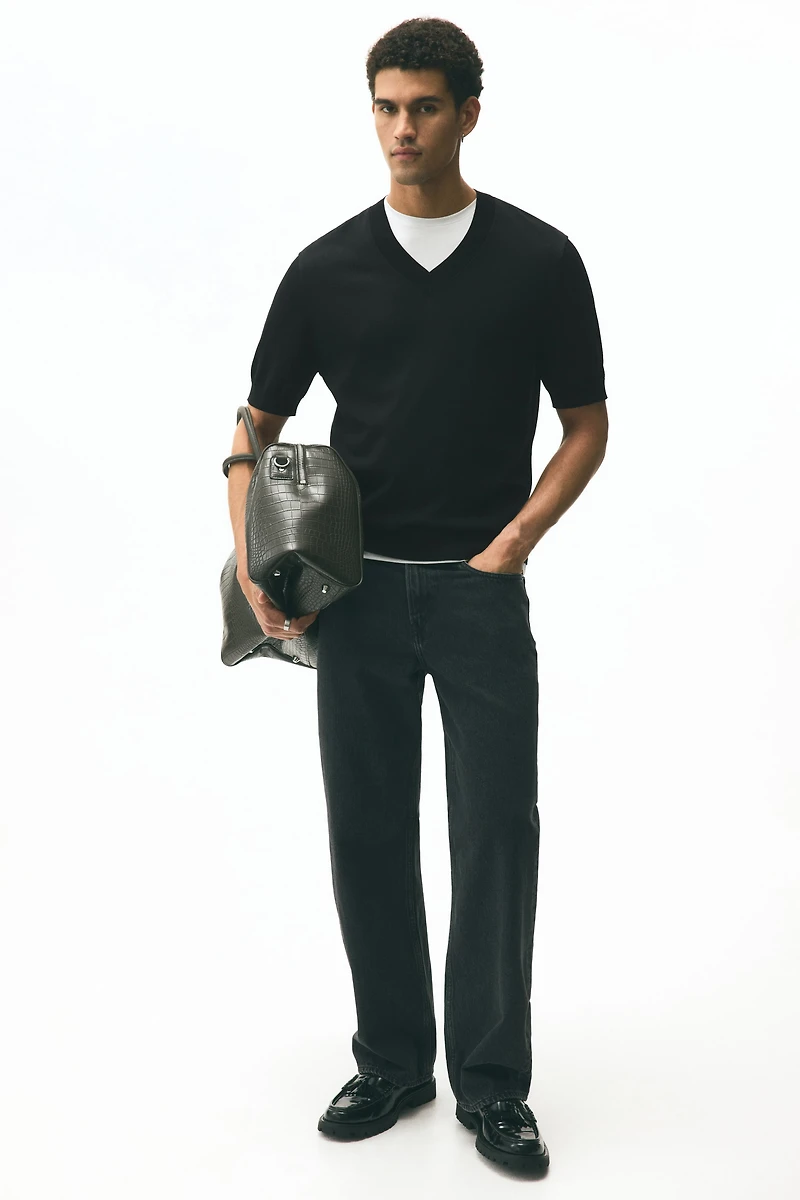 Regular-Fit Fine-Knit V-Neck T-Shirt