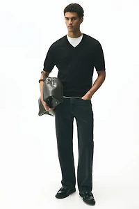 Regular-Fit Fine-Knit V-Neck T-Shirt