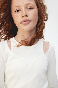 Picot-Trimmed Ribbed Top