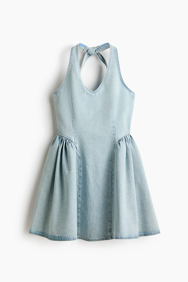 Denim Dress with Flared Skirt