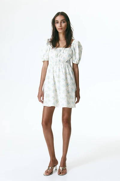 Robe en popeline avec manches bouffantes