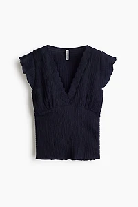 Lace-Trimmed Smocked Top