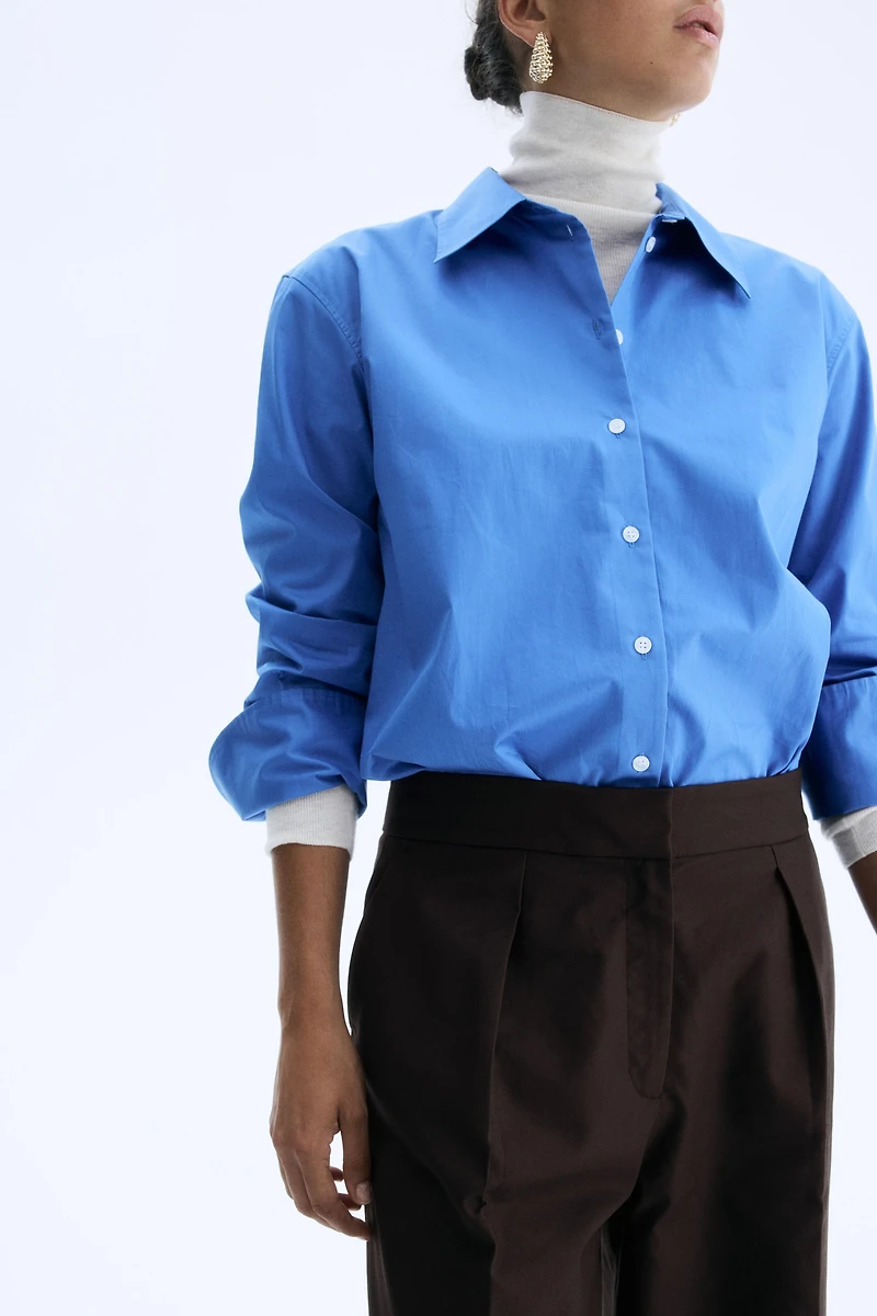 Wide-Leg Twill Pants