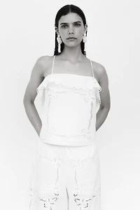 Strappy Top with Eyelet Embroidery