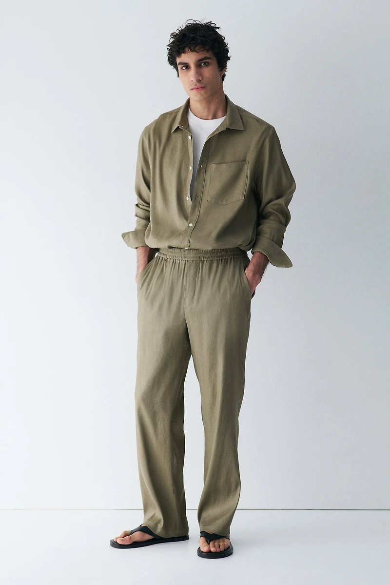 Easy Care Loose-Fit Linen-Blend Pants