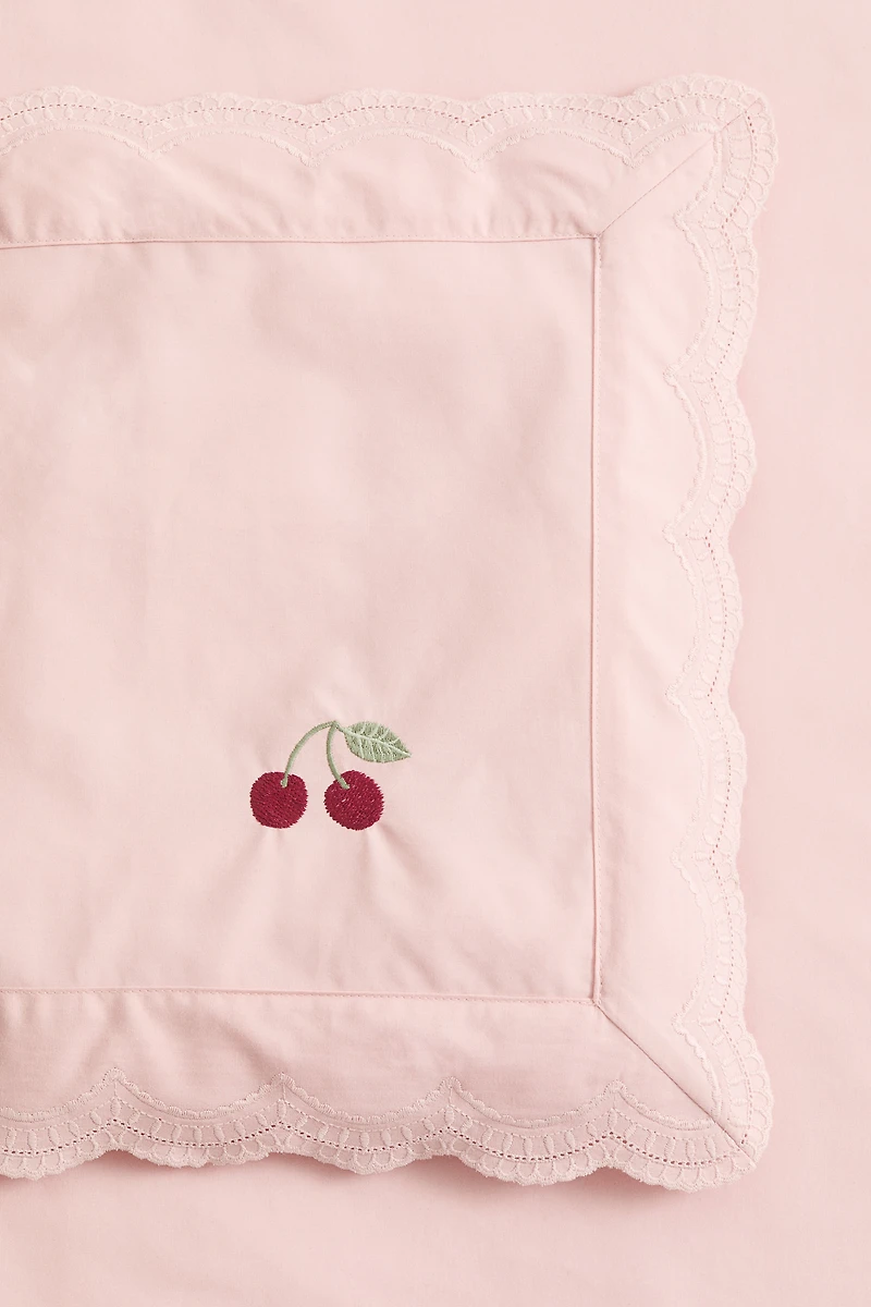 Embroidered-Detail Crib Duvet Cover Set