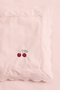 Embroidered-Detail Crib Duvet Cover Set