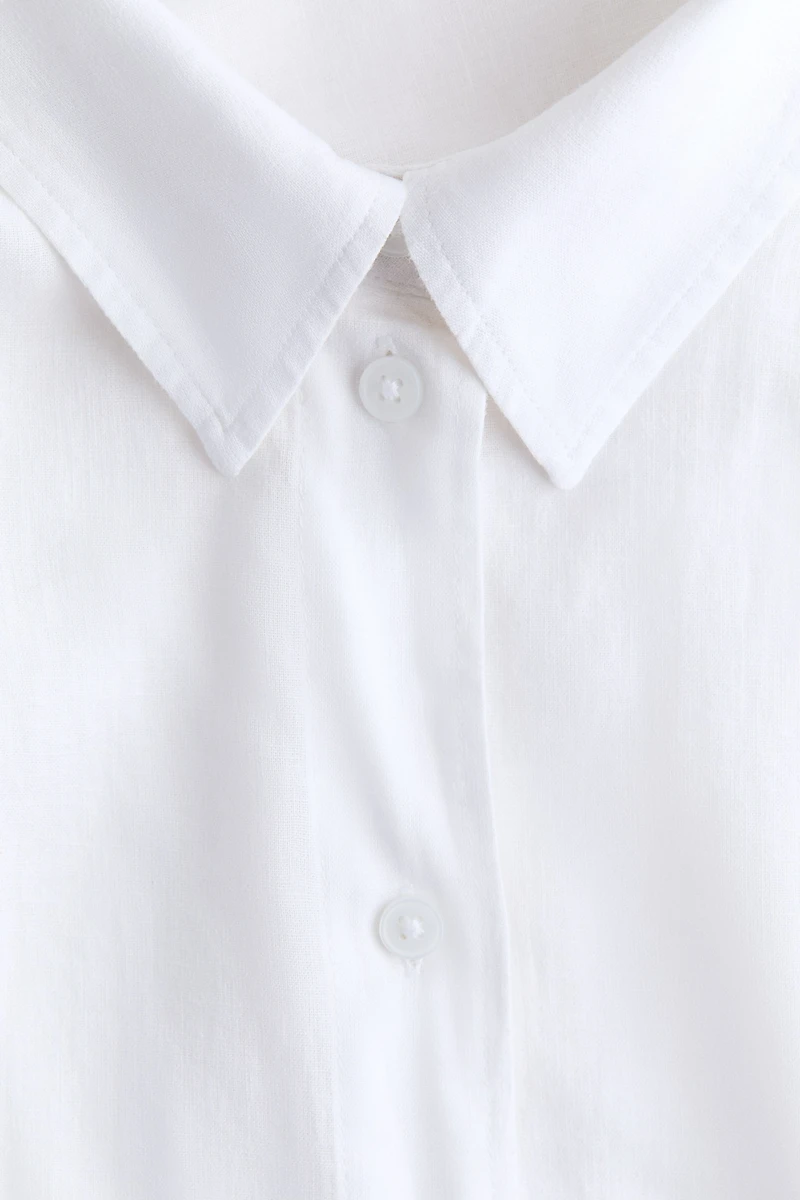 Dolman-Sleeved Linen-Blend Shirt