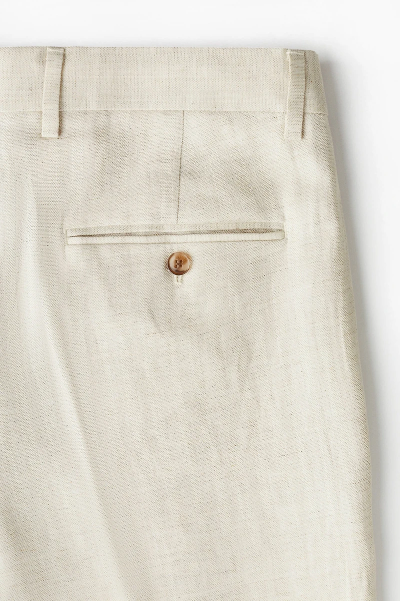 Regular-Fit Tailored Linen-Blend Pants