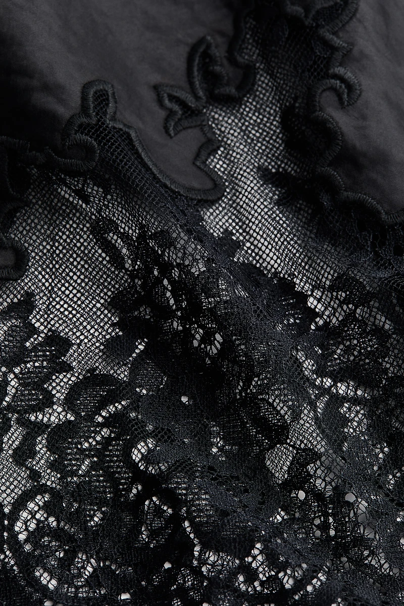 Lace-Trimmed Satin Skirt