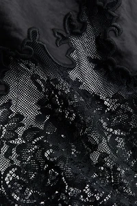 Lace-Trimmed Satin Skirt