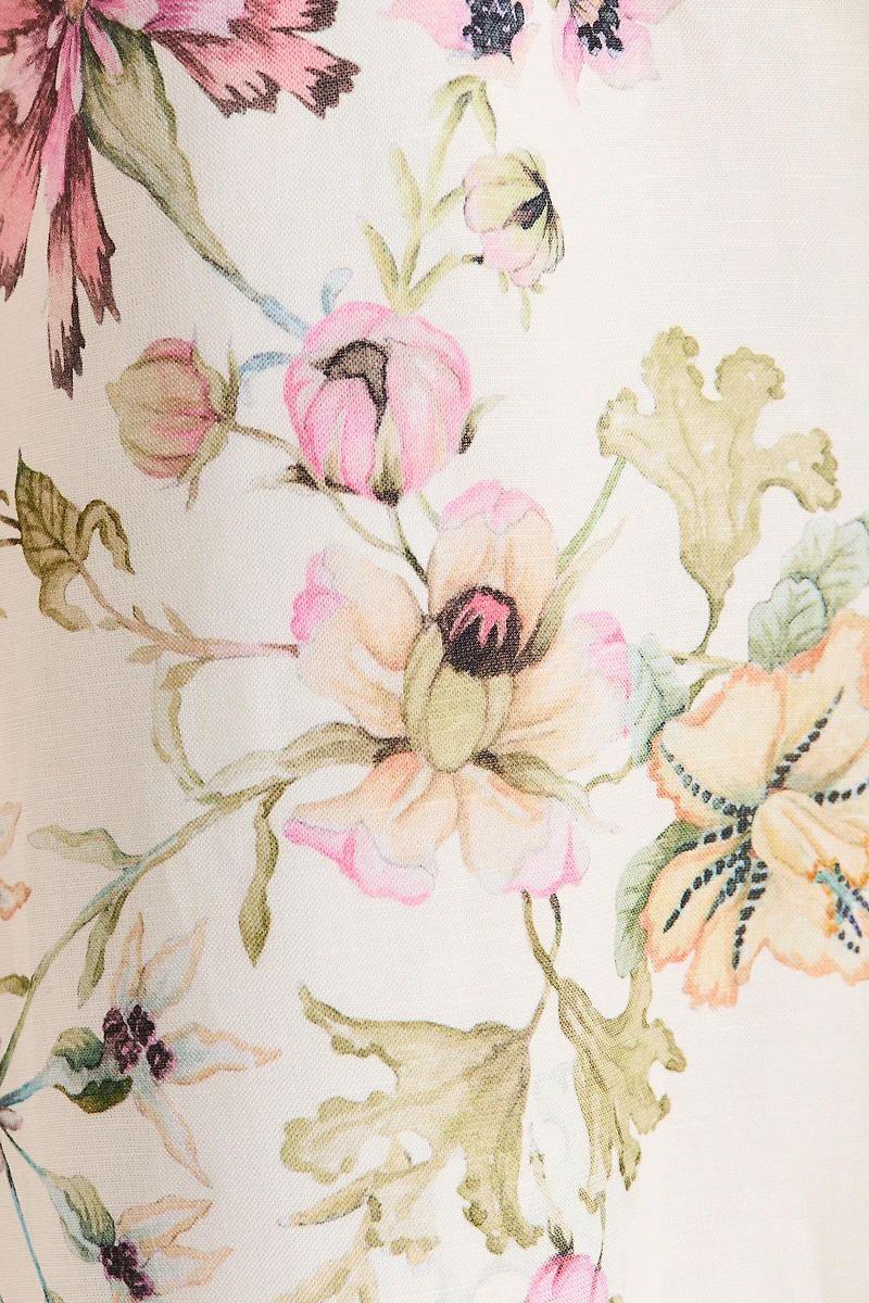 Robe en lin mélangé avec bretelles à nouer