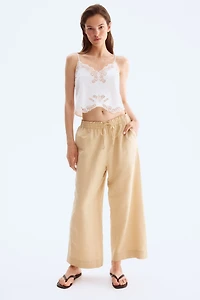 Linen-Blend Crop Pants