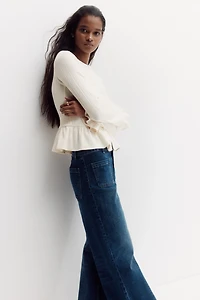 Rib-Knit Peplum Cardigan