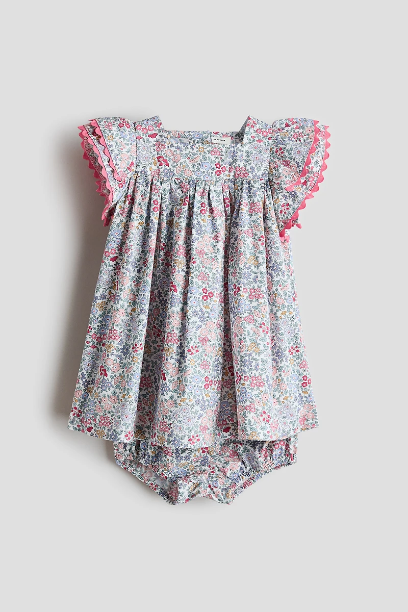 2-Piece Cotton Dress and Bloomers Set