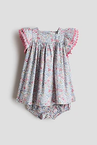 2-Piece Cotton Dress and Bloomers Set
