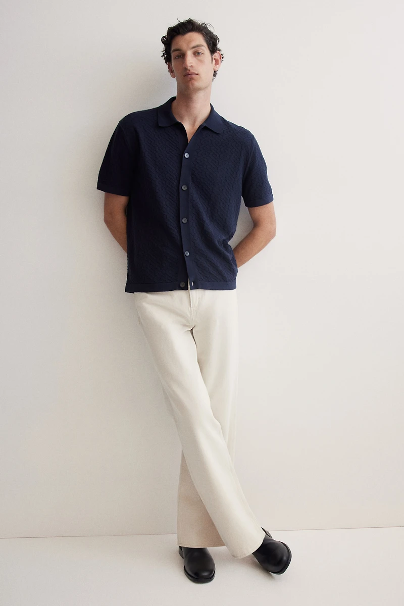Regular-Fit Textured-Knit Shirt