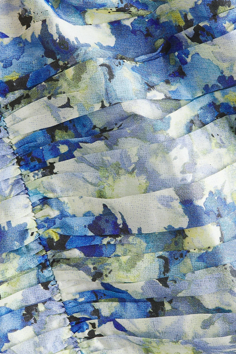 Gathered Ruffle-Trimmed Dress