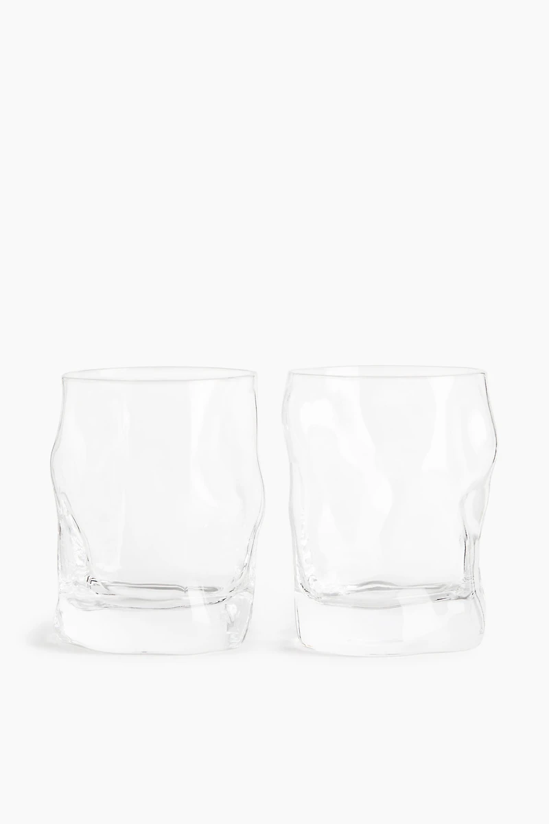 2-Pack Low Sculptural Glass Tumblers