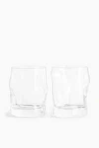2-Pack Low Sculptural Glass Tumblers