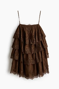 Tiered Lace-Trimmed Dress