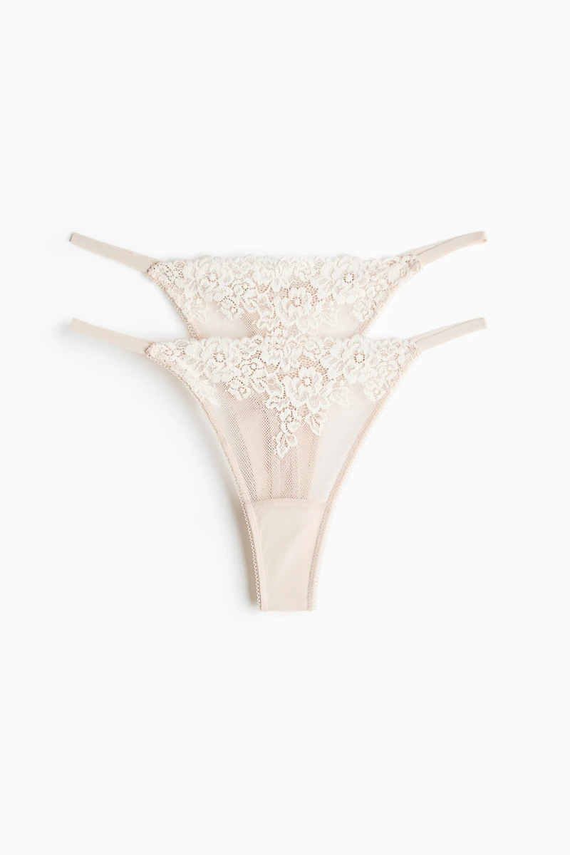 Lot de 2 strings Tanga en dentelle