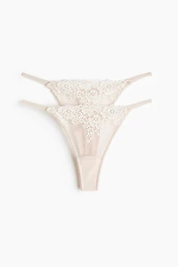 Lot de 2 strings Tanga en dentelle