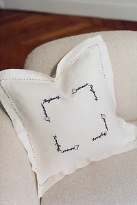 Embroidered-Detail Linen-Blend Cushion Cover