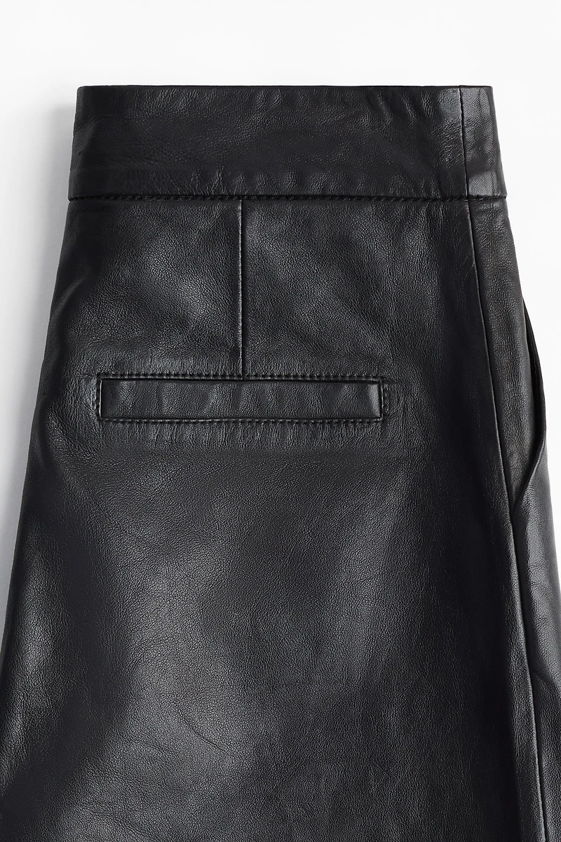 Straight-Leg Leather Pants
