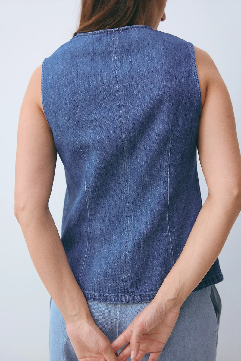 MAMA Chandail sans manches à nouer en denim