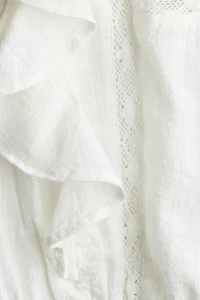 Ruffle-Trimmed Cotton Blouse