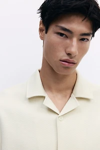 Chemise brossée ample avec col cubain