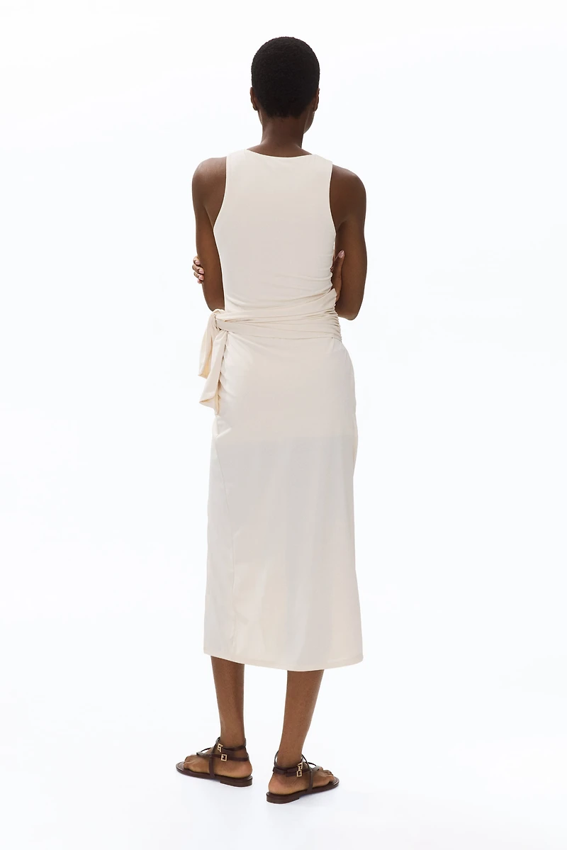 Draped-Panel Jersey Dress