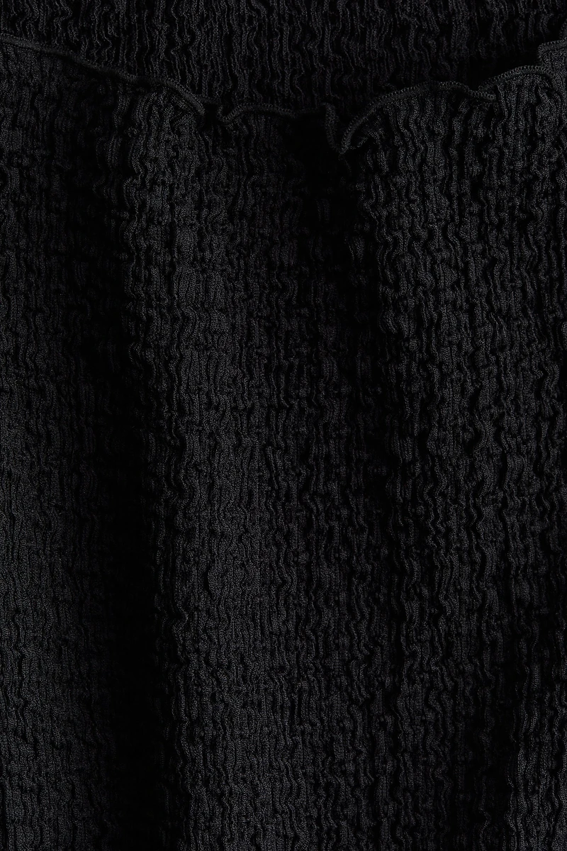 Crinkled Dress with Overlocked Trim