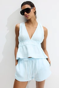 Cotton muslin beach shorts