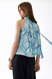 Printed Tie-Detail Top