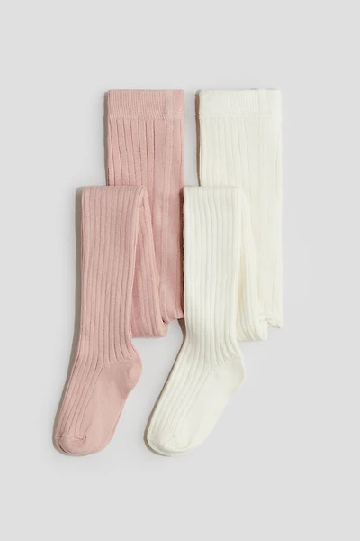 Lot de 2 collants en tricot côtelé
