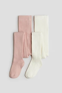 Lot de 2 collants en tricot côtelé