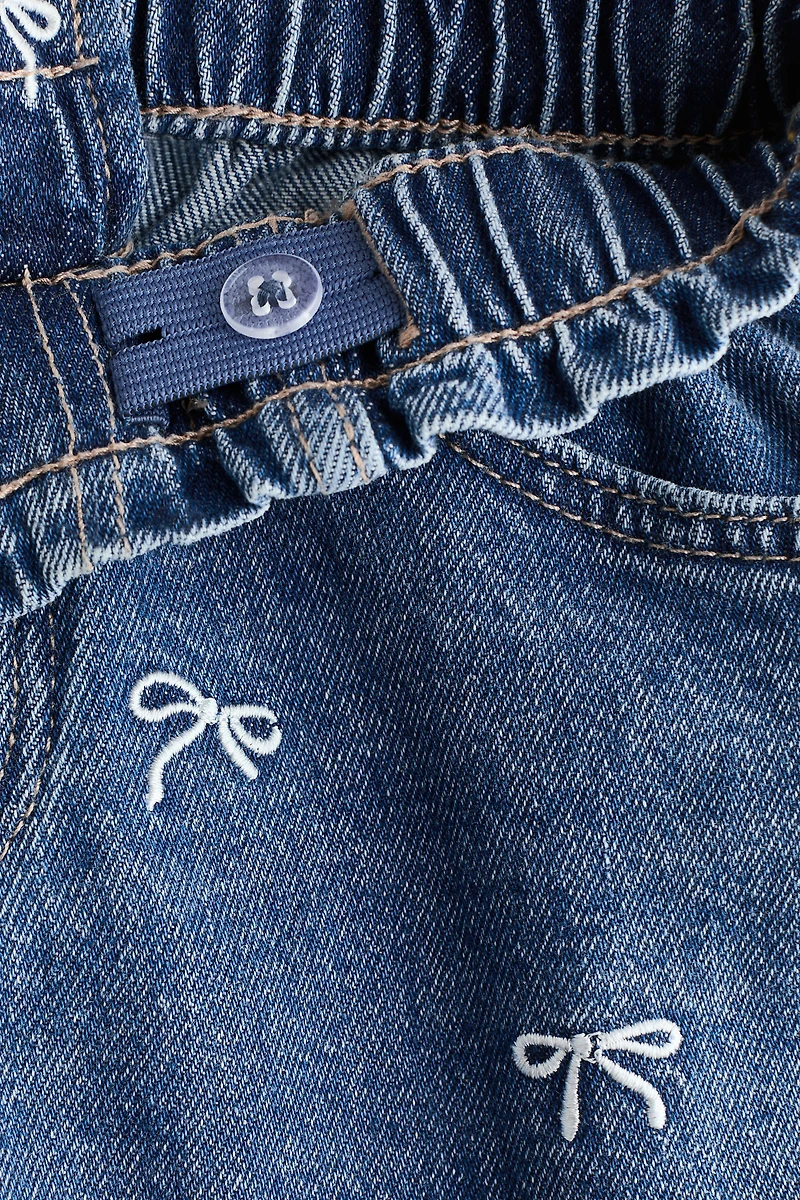 Embroidered Denim Shorts