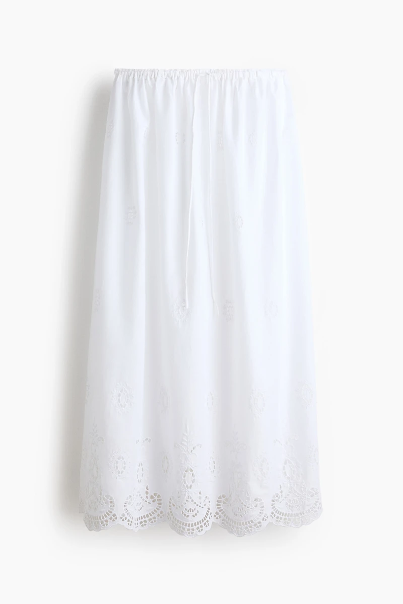 Eyelet-Embroidered Drawstring Skirt